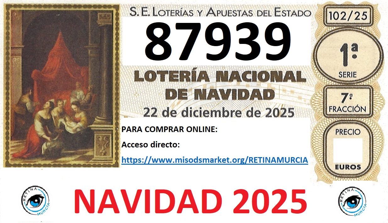 Imagen décimo de lotería de navidad número 87939 Imagen décimo de lotería de navidad número 87939