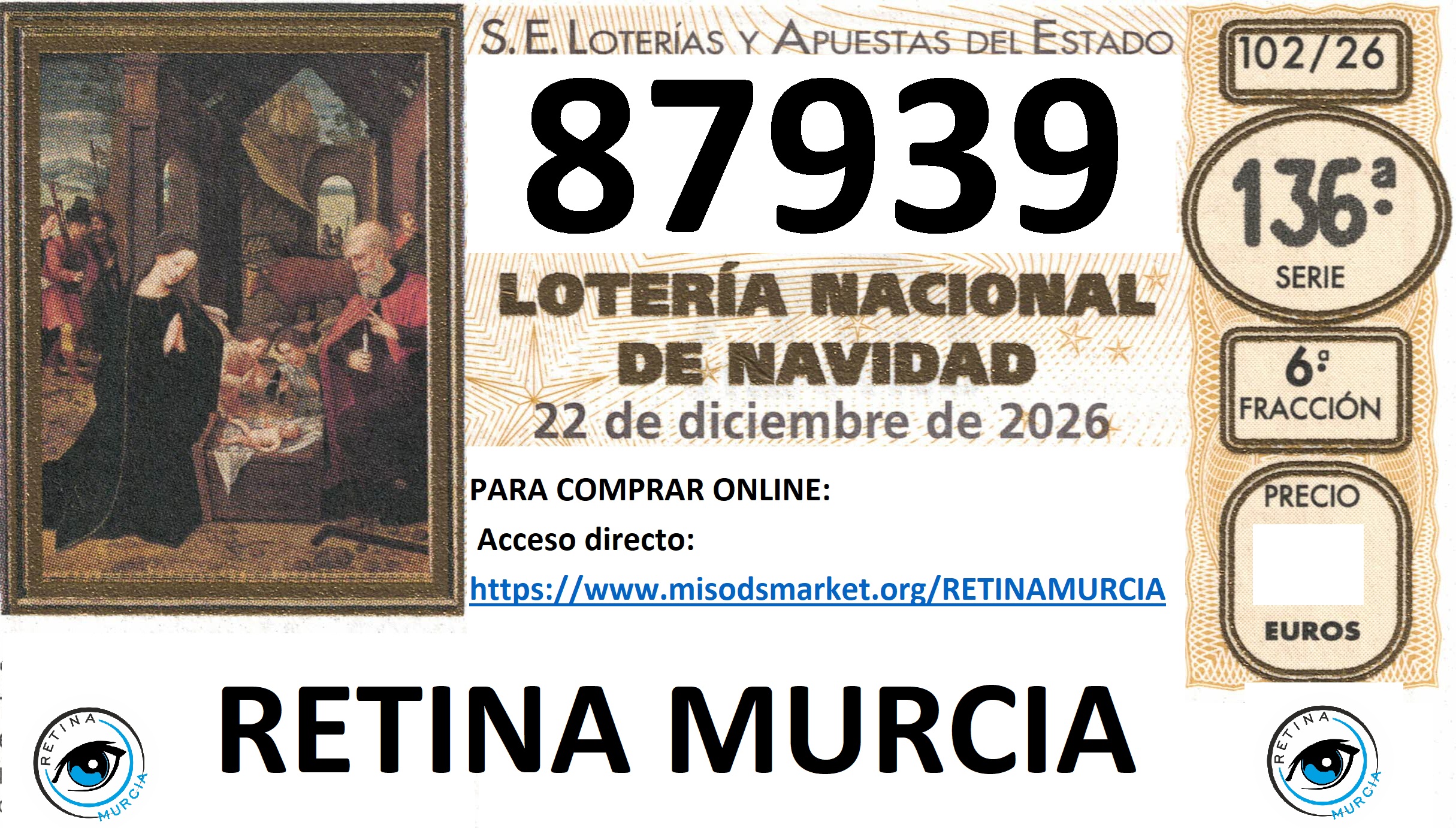 Imagen décimo de lotería de navidad número 87939 Imagen décimo de lotería de navidad número 87939